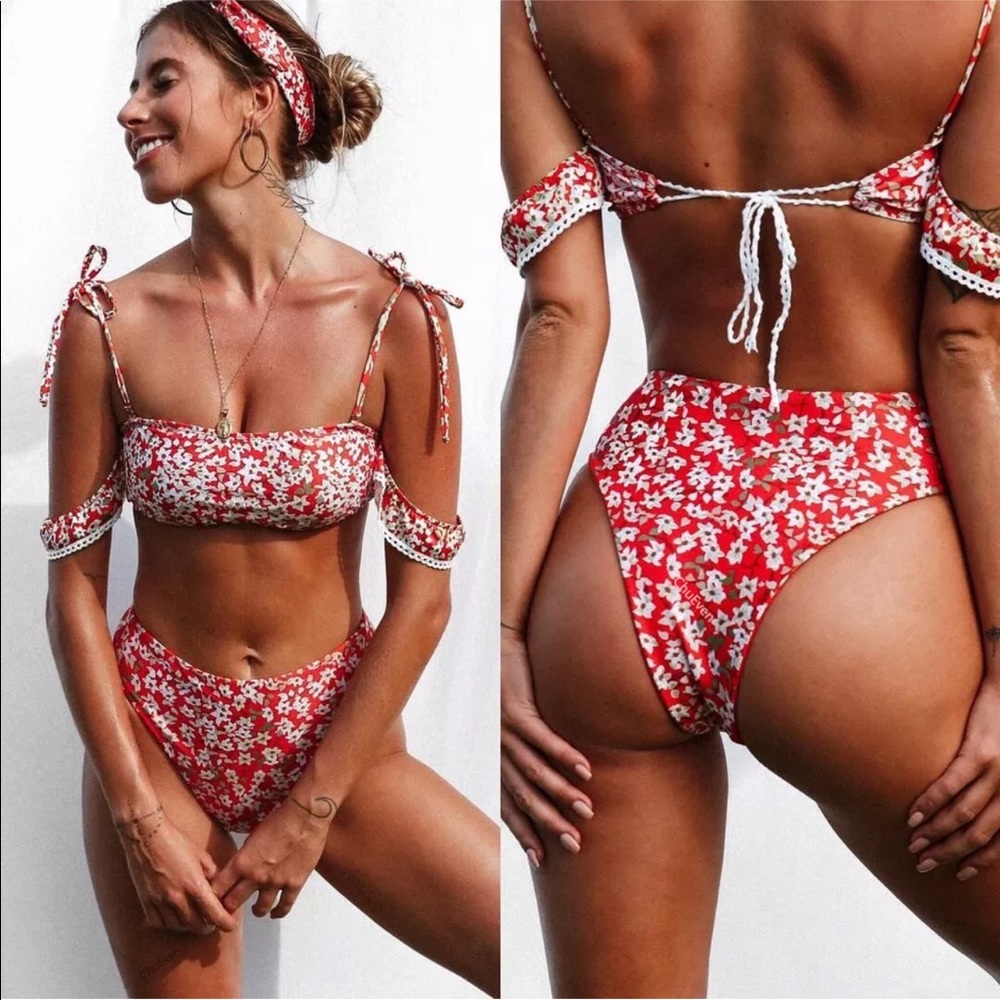 โค๏ธ6. flroal off Shoulder swimsuits - Picture 1 of 7